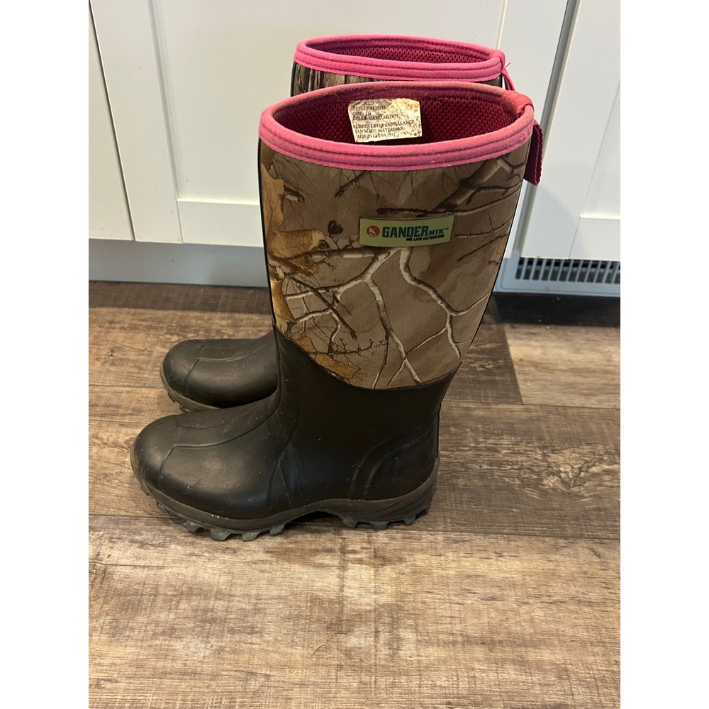 Gander Mountain Womens Camo Rubber Hunting Boots Brown Pink Size 10 6830035 - Picture 2 of 8